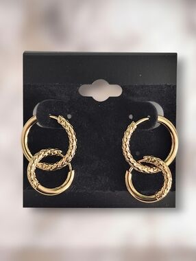 Textured Gold Double Hoop Earrings